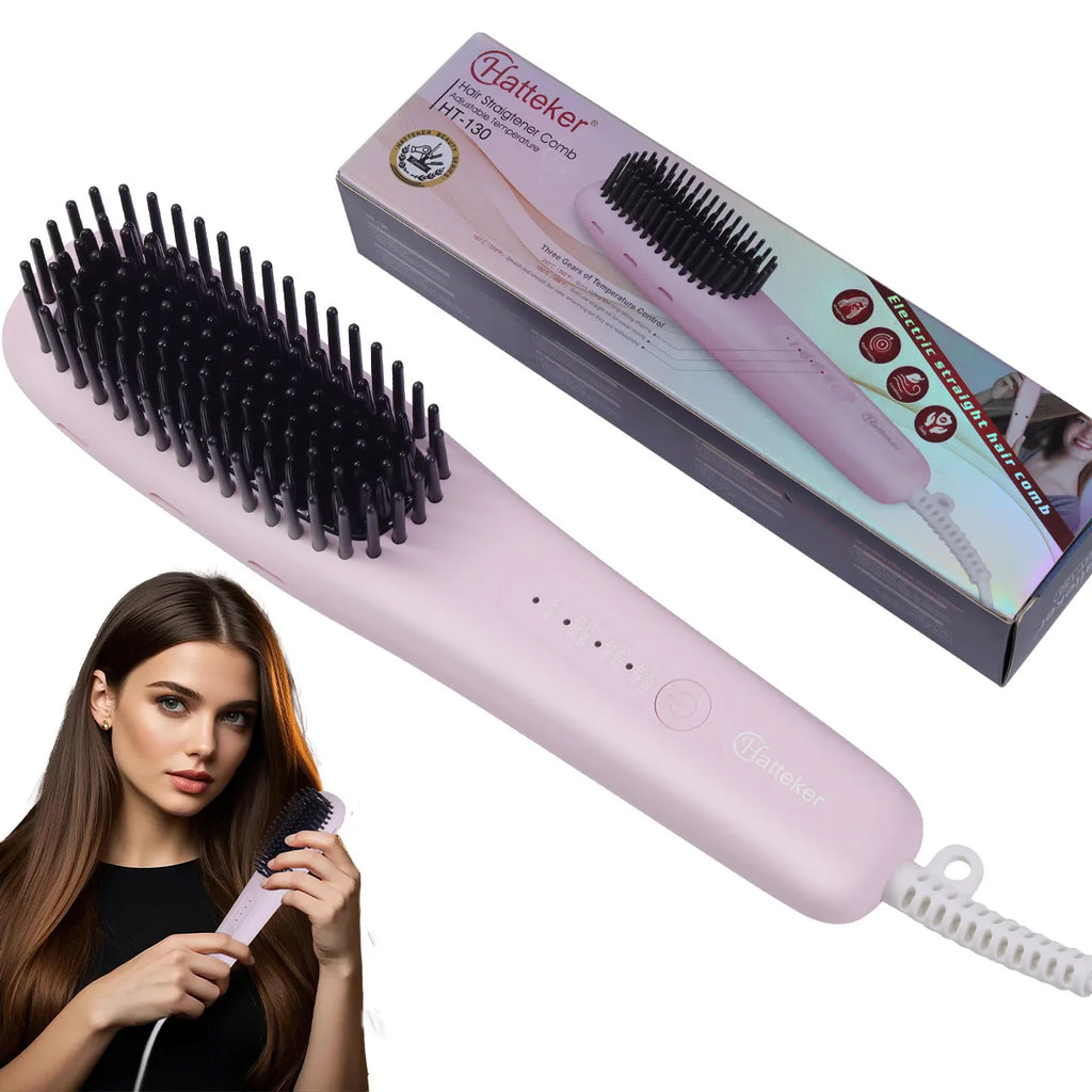 Cepillo Alisador De Cabello Hatteker HT-130 Profesional Iónico Cerámico
